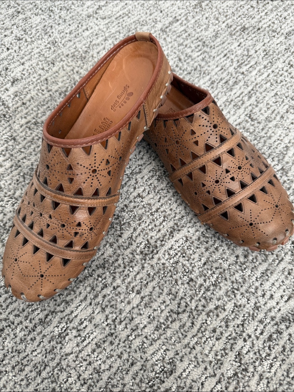 Spring Step Women’s Brown Perforated Slip-On Loafers Size 39